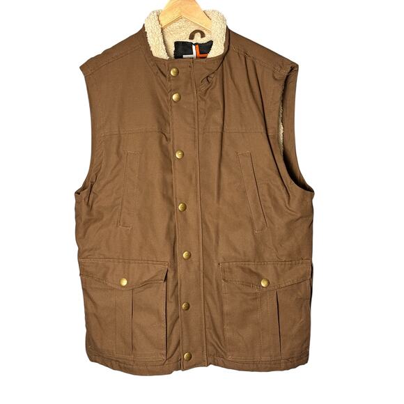Surplus Brown Canvas Sherpa-Lined Workwear Vest -
Size Large - Picture 1 of 7